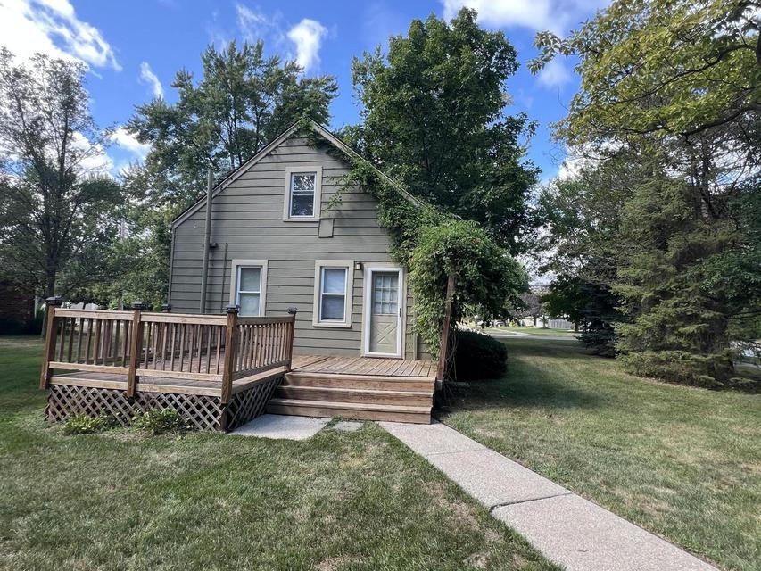 Rear deck and entry with sidewalk